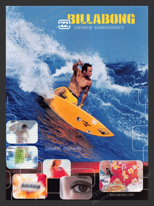 2000 Billabong Clothing Shane Dorian Surfer Athlete Print Advertisement Ad.