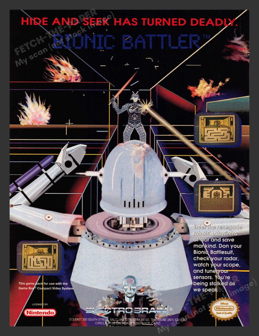 1992 Bionic Battler Video Game Print Advertisement