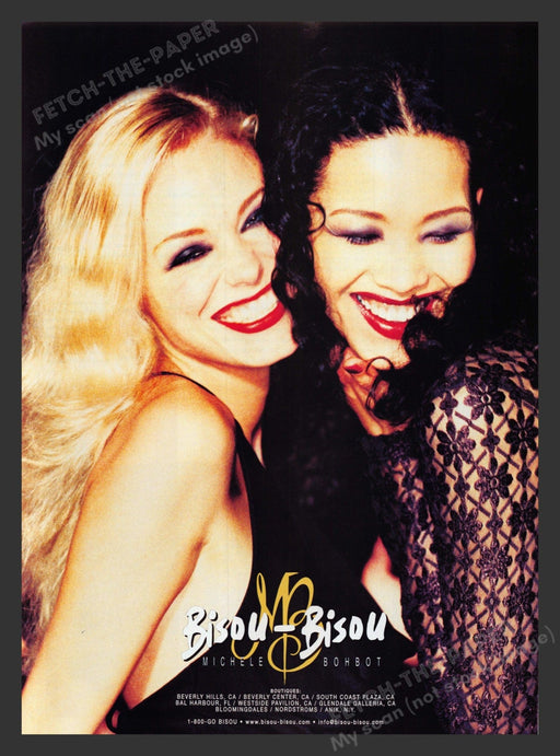 Bisou-Bisou Clothing Blonde Black Haired Model 1990s Print Advertisement Ad 1996 Fetch the Paper!