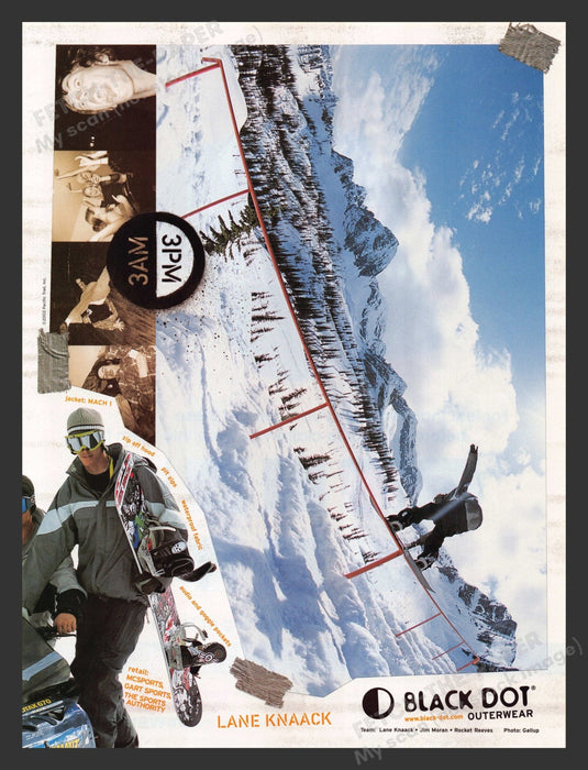 2003 Black Dot Outerwear Lane Knaack Snowboarder Print Advertisement Ad