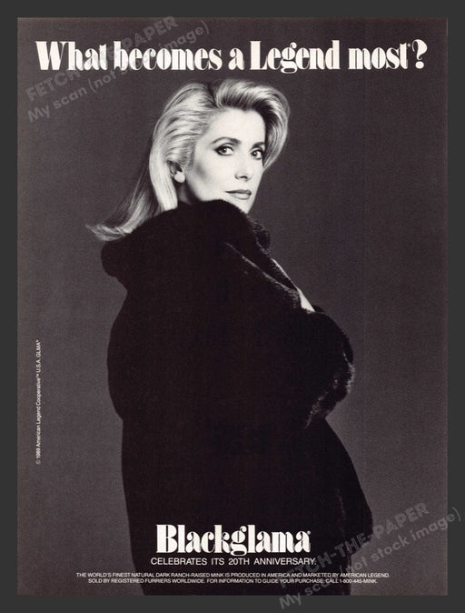 1989 Blackglama Mink Fur Coat Catherine Deneuve Print Advertisement Ad