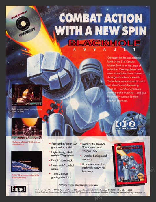 1992 Blackhole Assault Video Game Print Advertisement