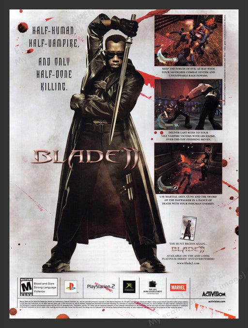 2002 Blade II Wesley Snipes Video Game Print Advertisement