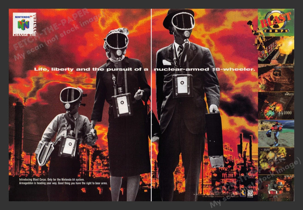 1997 Blast Corps Nuclear War Video Game Print Advertisement (2 Pages)