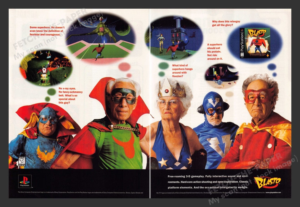 1998 Blasto Video Game Print Advertisement (2 Pgs)