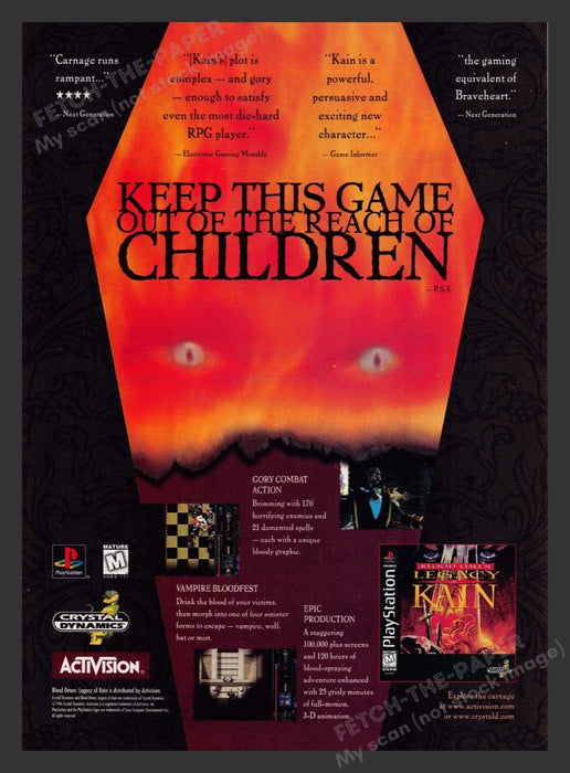 1997 Blood Omen: Legacy of Kain Video Game Print Advertisement