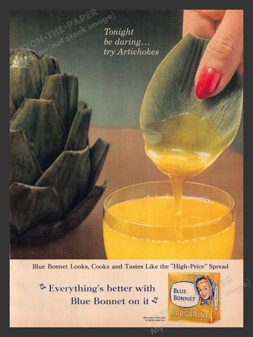 1963 Blue Bonnet Margarine Artichokes Print Advertisement Ad