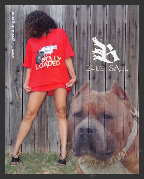 2007 Blue Sage Clothing Bully Loaded Pitbull Dog Sexy Girl Print Advertisement.