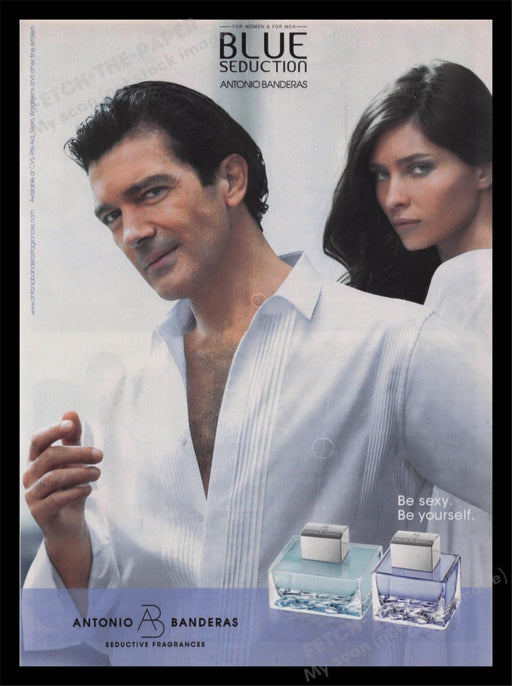 Blue Seduction 2000s Print Advertisement Ad 2008 Antonio Banderas Fragrance Fetch the Paper!