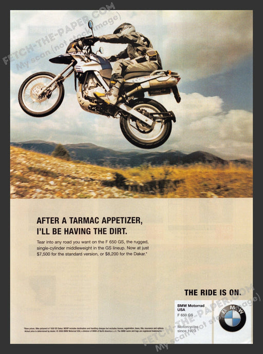2006 Print Advertisement BMW F 650 GS Motorcyle / Dirt Bike Ad.
