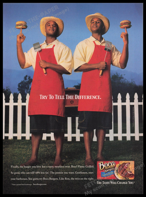 Boca Meatless Burgers 2000s Print Advertisement Ad 2003 Fetch the Paper!