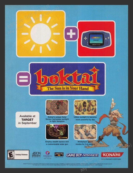 2003 Boktai: The Sun is in Your Hand Video Game Print Advertisement