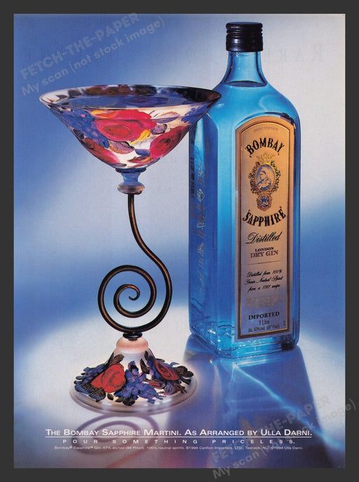 Bombay Sapphire 1990s Print Advertisement 1995 Gin Ulla Dearni Designer Fetch the Paper!