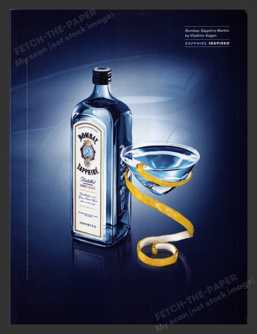 2002 Bombay Sapphire Alcohol Martini Vladimir Kagan Design Print Advertisement.