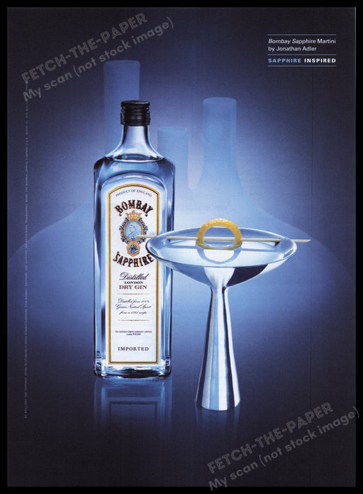 Bombay Sapphire Dry Gin 2000s Print Advertisement Ad 2002 Jonathan Adler Fetch the Paper!