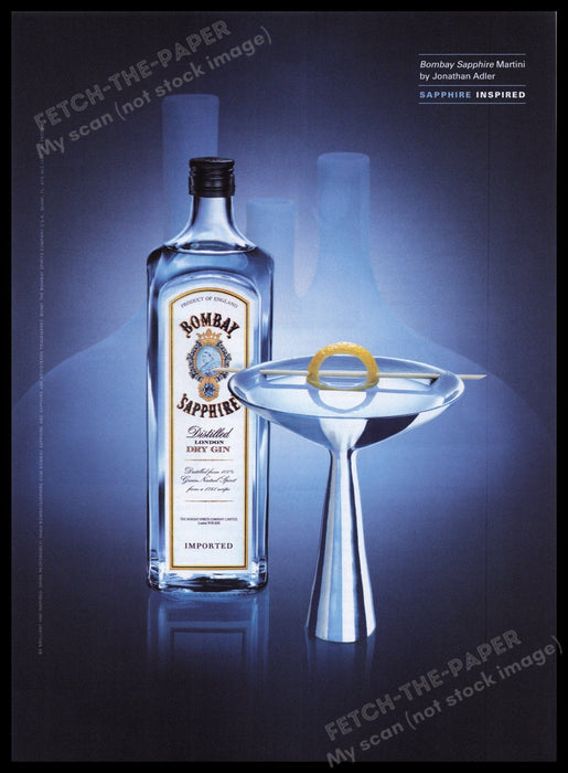 Bombay Sapphire Dry Gin 2000s Print Advertisement Ad 2002 Jonathan Adler Fetch the Paper!