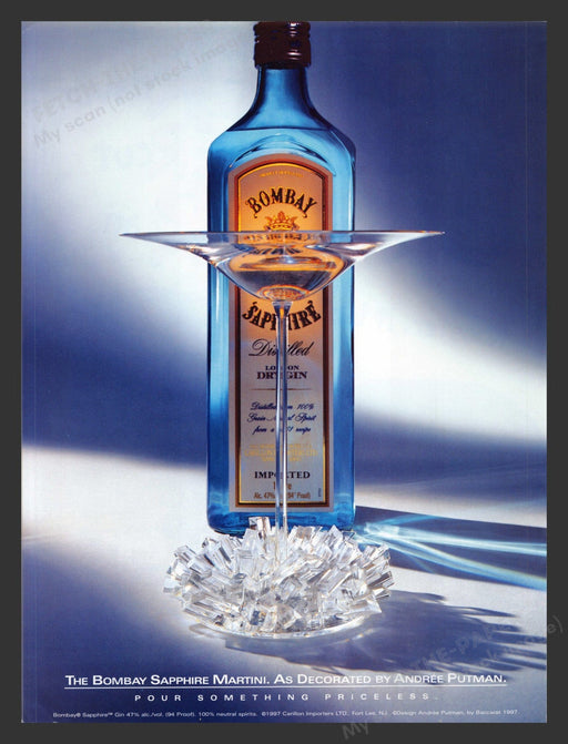 1999 Bombay Sapphire Martini Glass Andree Putman Print Advertisement Ad.