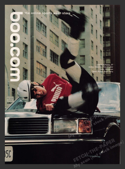 1999 Boo .com Online Sports Wear City Crash Rollerblader Print Advertisement Ad