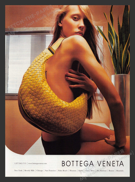 Bottega Veneta 2000s Print Advertisement 2000 Topless Handbag Model Fetch the Paper!
