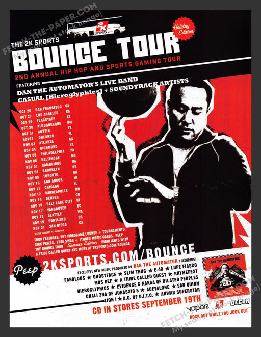2006 Bounce Tour Hip Hop & Sports Gaming Tour Schedule Print Advertisement Ad.