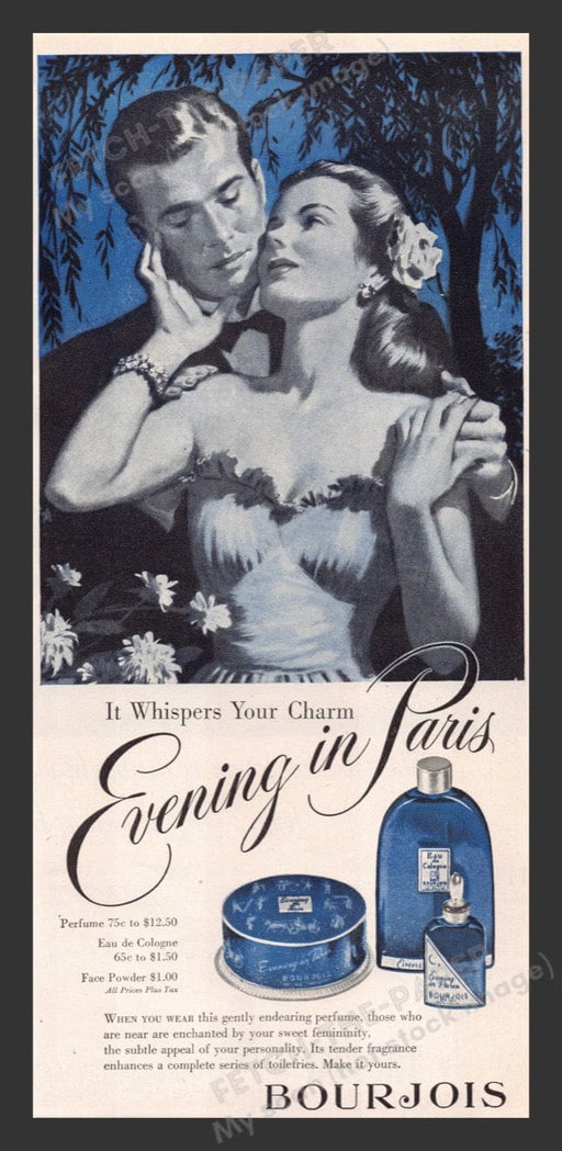1948 Bourjois Evening in Paris Couple Color Print Advertisement Ad