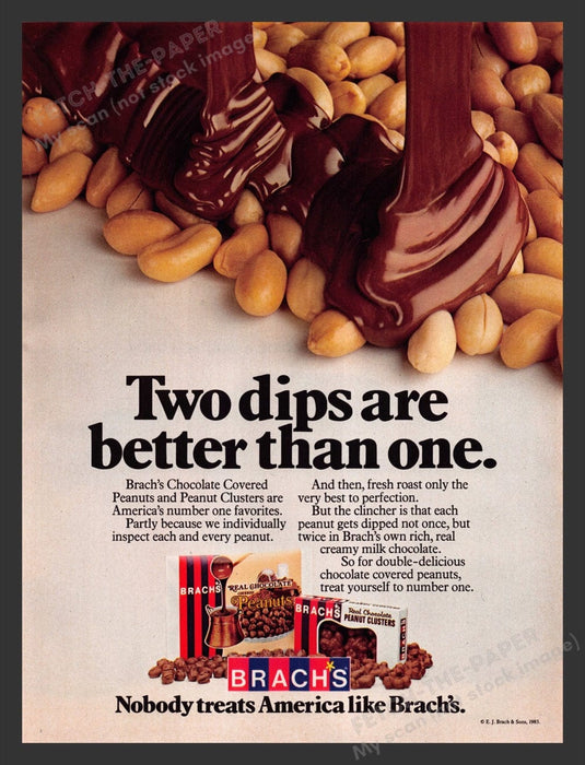 1984 Brach's Chocolate Covered Peanuts & Clusters Candy Print Advertisement Ad