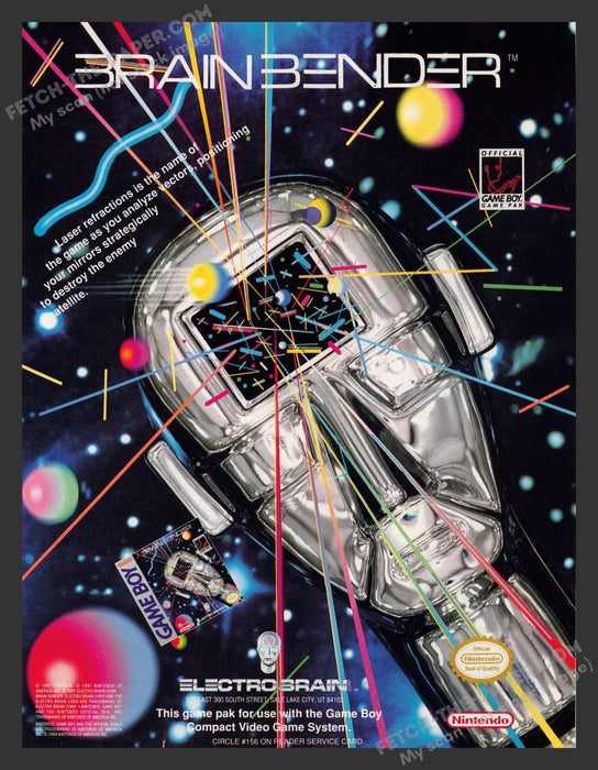 1991 Print Advertisement Brain Bender Video Game Ad.