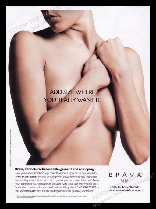 Brava 2000's Print Advertisement Ad 2007 Natural Breast Enlargement Fetch the Paper!