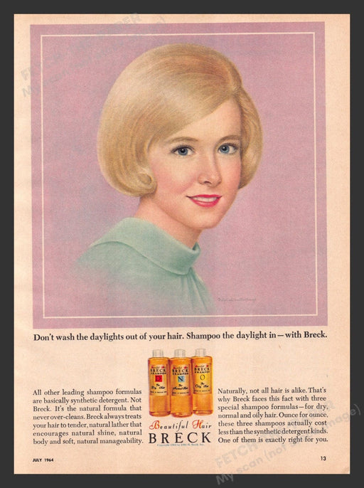1964 Breck Beautiful Hair Shampoo Daylight In Print Advertisement Ad