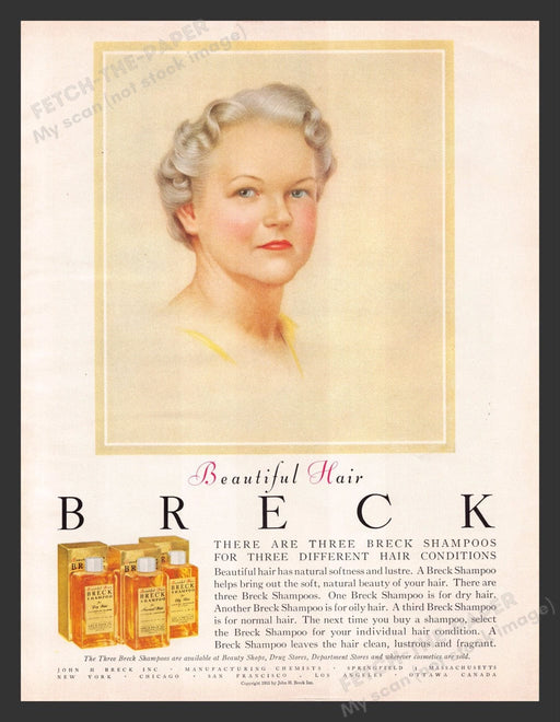 1956 Breck Beautiful Hair Older Gray-haired Woman Print Advertisement Ad