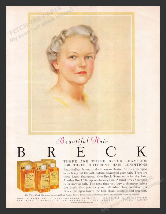 1956 Breck Beautiful Hair Older Gray-haired Woman Print Advertisement Ad