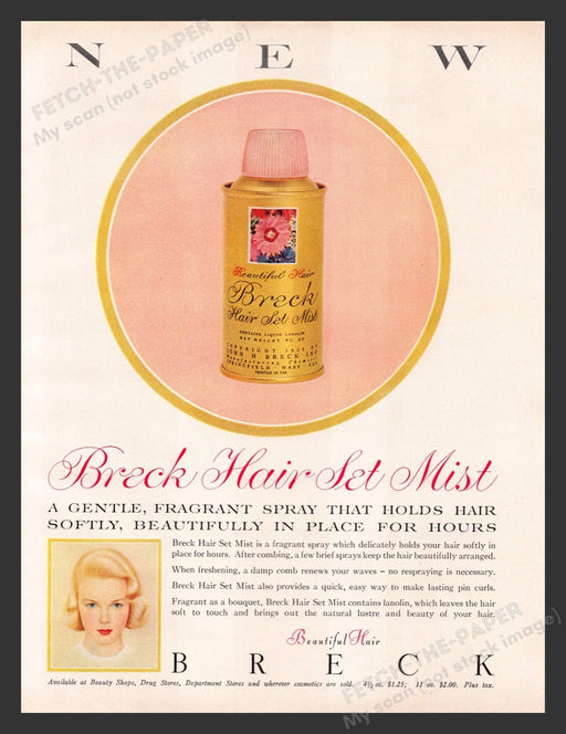1956 Breck Hair Set Mist Color Print Advertisement Ad