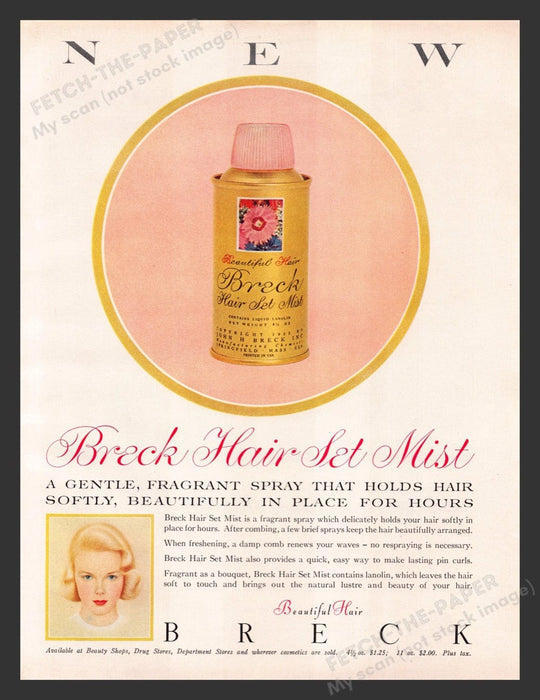 1956 Breck Hair Set Mist Color Print Advertisement Ad