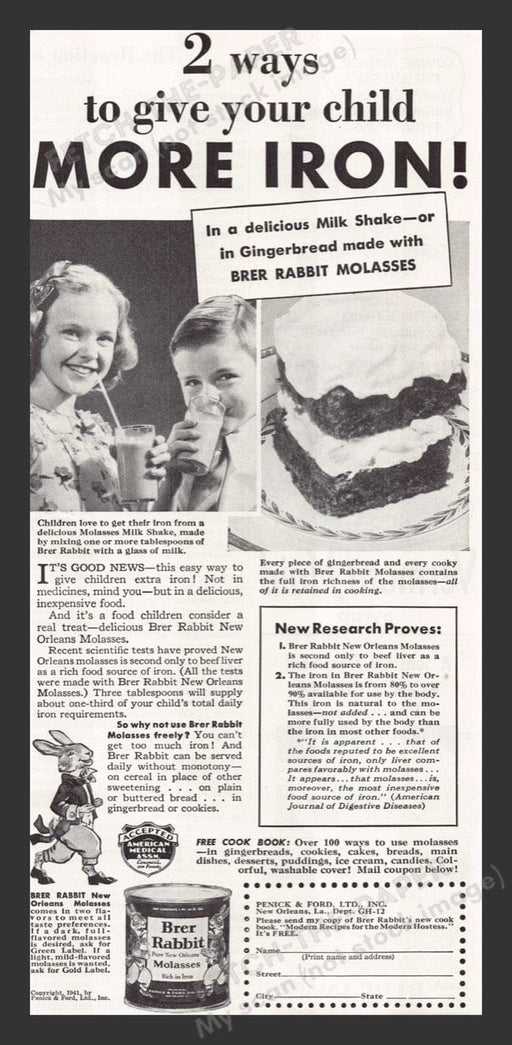 1941 Brer Rabbit Pure New Orleans Molasses Print Advertisement Ad
