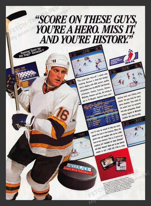 1994 Brett Hull Hockey "Hero or History" Video Game Print Advertisement