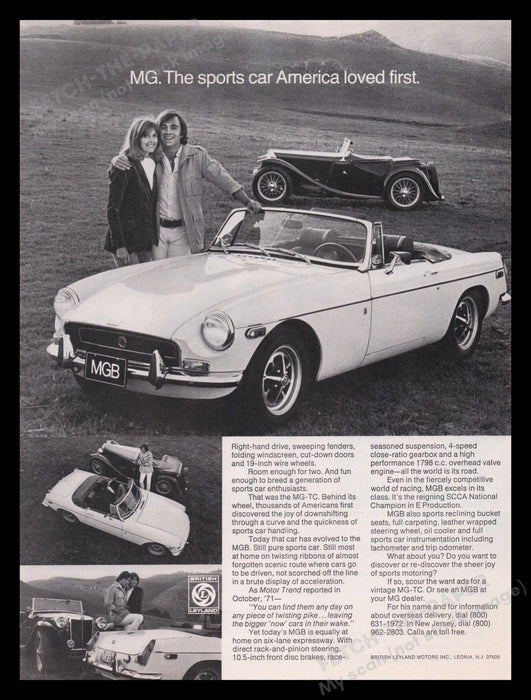 British Leyland MGB Sports Car 1970s Print Advertisement Ad 1972 Fetch the Paper!