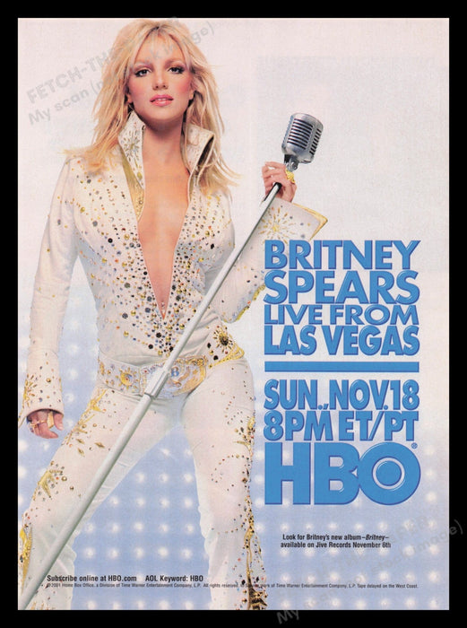 Britney Spears 2000s Print Advertisement Ad 2001 "Live from Las Vegas" HBO Fetch the Paper!