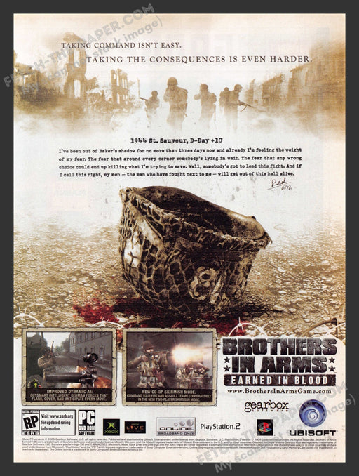 2005 Print Advertisement Brothers in Arms: Earned in Blood Video Game Ad.