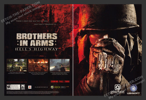 2008 Print Advertisement 2 Page Brothers in Arms: Hell's Highway Video Game Ad.