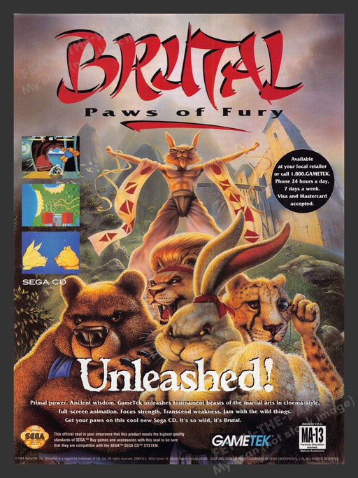 1994 Brutal: Paws of Fury Video Game Print Advertisement