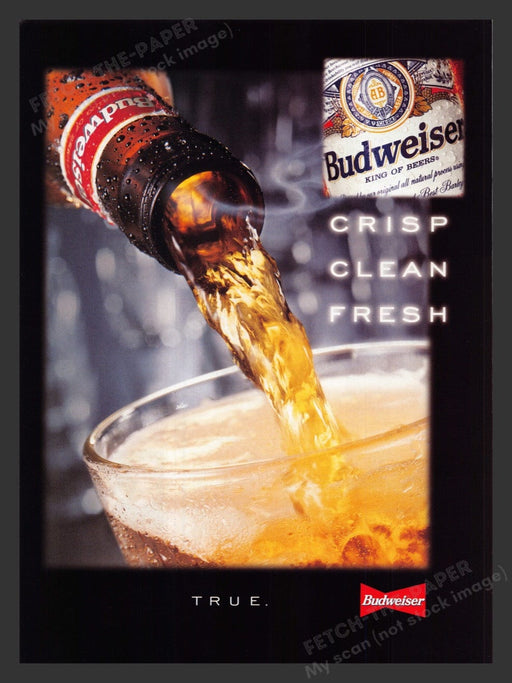 2001 Budweiser Beer Crisp Clean Fresh Print Advertisement Ad