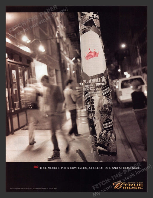 2004 Budweiser Beer True Music Flyers Print Advertisement Ad