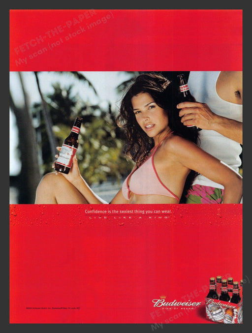 2002 Budweiser King of Beers Sexy Bikini Girl Print Advertisement Ad.