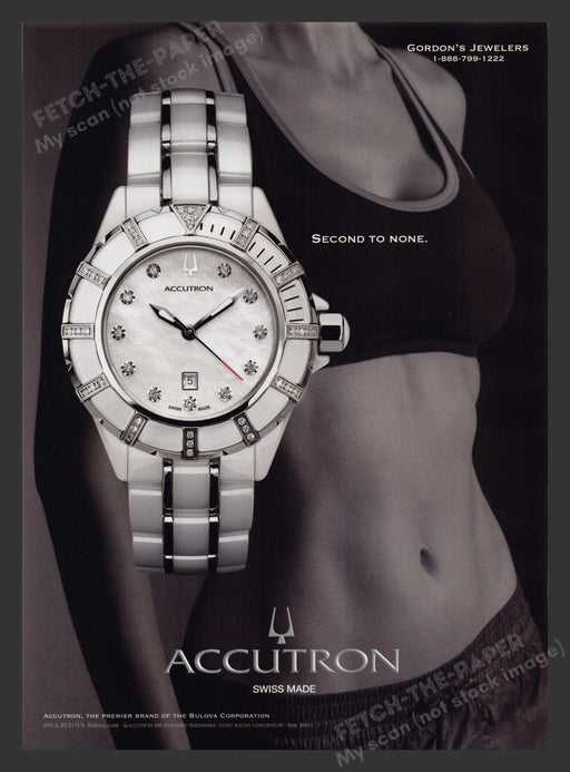 Bulova Accutron 2000s Print Advertisement 2007 Watch Abs Woman Work Out Athletic Fetch the Paper!