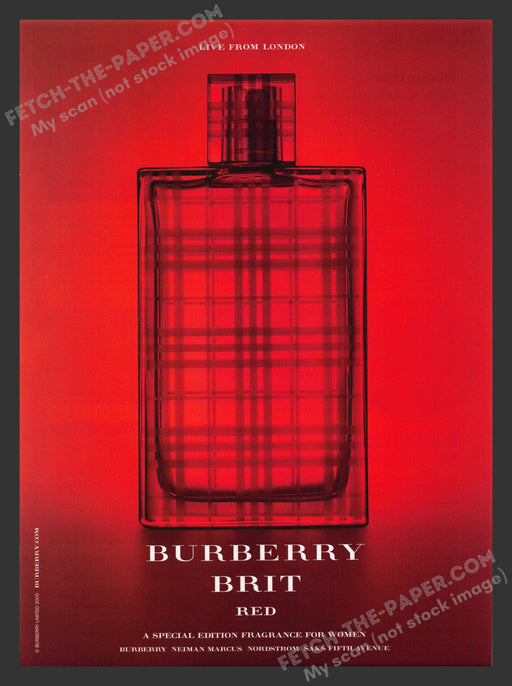 2005 Print Advertisement Burberry Brit Red Perfume Fragrance Ad.