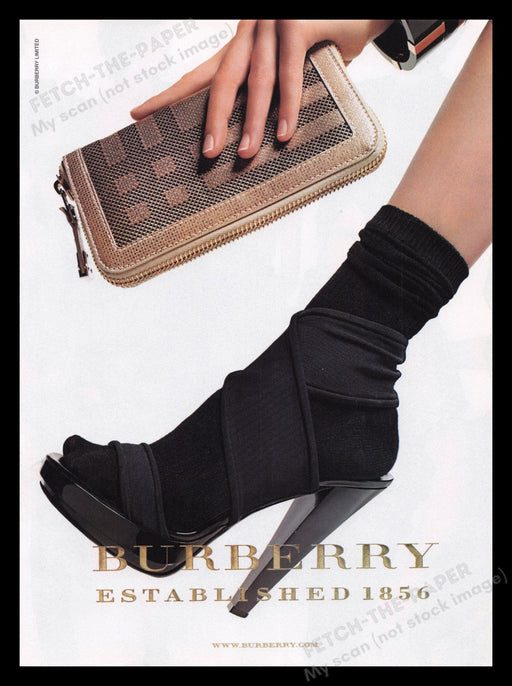Burberry Handbags Shoes 2000s Print Advertisement Ad 2008 Leg Foot Sock Fetch the Paper!