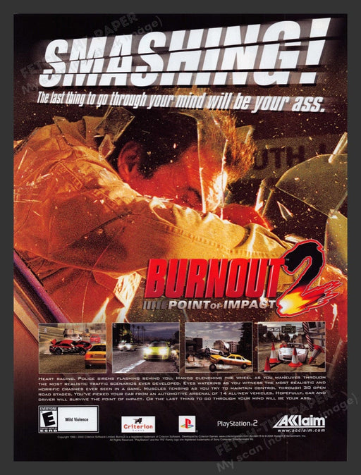 2002 Burnout 2: Point of Impact Video Game Print Advertisement