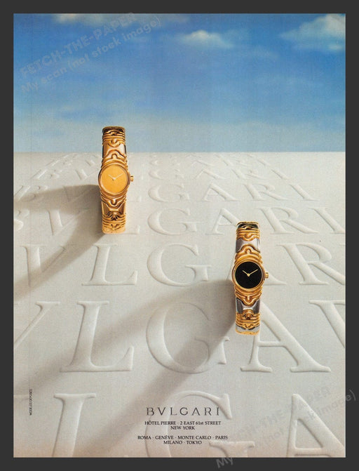1988 BVLGARI Watches Gold & Silver Print Advertisement Ad