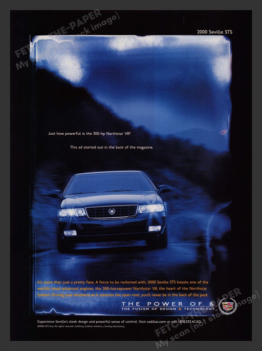 Cadillac 2000s Print Advertisement 2000 Seville STS Night Road Driving Fetch the Paper!