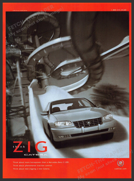Cadillac Catera Car 1990s Print Advertisement Ad Waterslide Zig Fetch the Paper!